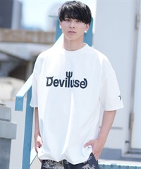 DEVILUSE デビルユース メンズ ラッシュガード 半袖 Tシャツ オーバーサイズ 水陸両用 ムラサキスポーツ限定 243OO1ST301DU(WHT-M)