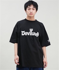 DEVILUSE デビルユース メンズ ラッシュガード 半袖 Tシャツ オーバーサイズ 水陸両用 ムラサキスポーツ限定 243OO1ST301DU(BLK-M)