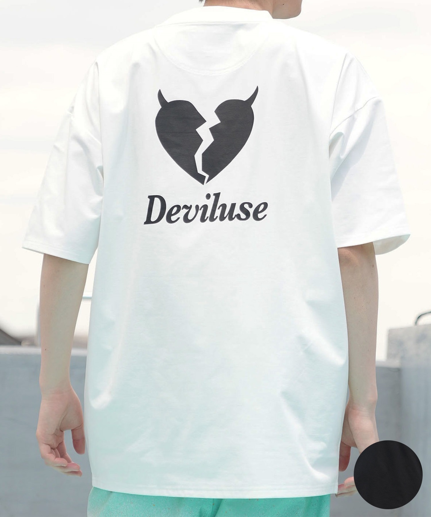 DEVILUSE デビルユース メンズ ラッシュガード 半袖 Tシャツ オーバーサイズ 水陸両用 ムラサキスポーツ限定 243OO1ST303DU(WHT-M)