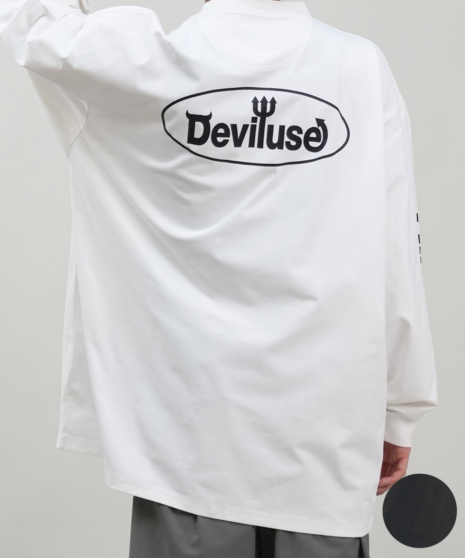 DEVILUSE デビルユース メンズ ラッシュガード 長袖 Tシャツ オーバーサイズ 水陸両用 ムラサキスポーツ限定 243OO1LT089DU(WHT-M)