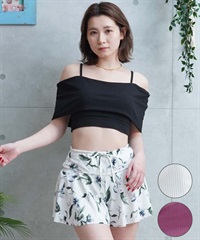 LAETITIA レリッタ 水着 レディース  オフショルダー 花柄 ショートパンツ 3点セット 441401(WT-9)