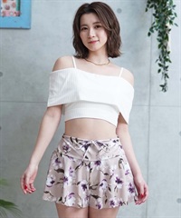 LAETITIA レリッタ 水着 レディース  オフショルダー 花柄 ショートパンツ 3点セット 441401(WT-9)