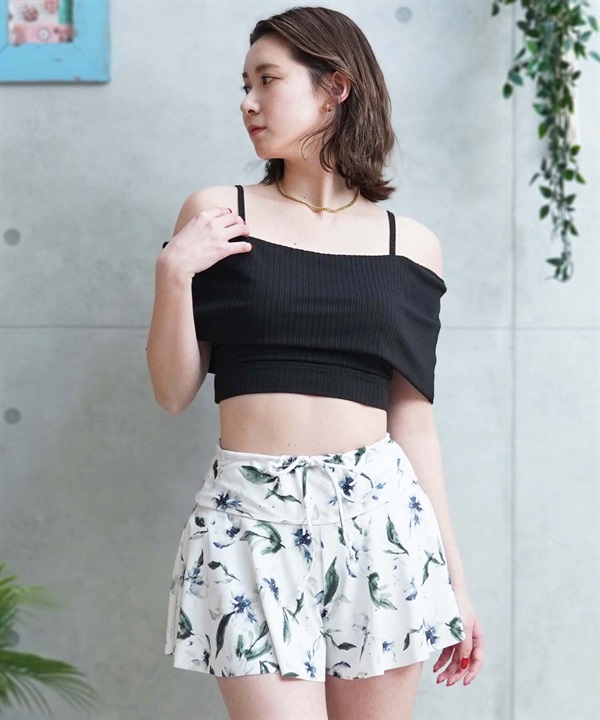 LAETITIA レリッタ 水着 レディース  オフショルダー 花柄 ショートパンツ 3点セット 441401