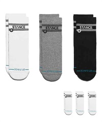 STANCE スタンス ソックス 靴下 3足セット BASIC QUARTER 3 PACK A356A24BAS(WHITE-L)