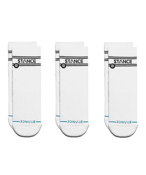 STANCE スタンス ソックス 靴下 3足セット BASIC QUARTER 3 PACK A356A24BAS(WHITE-L)