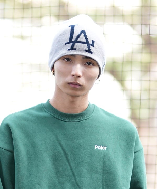 NEW ERA ニューエラ ビーニー ニットキャップ ニット帽 帽子 ベーシック ビーニー Cooperstown クーパーズタウン ロサンゼルス・ドジャース ライトグレー 14312241