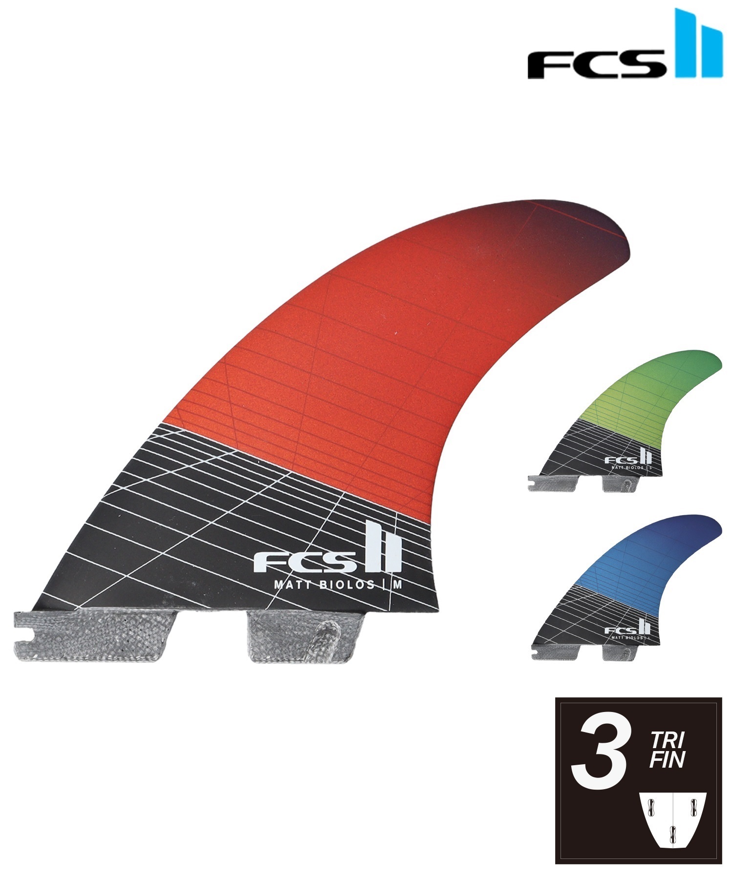 FCS2 エフシーエスツー Matt Biolos Tri Fins CARBON マット・バイオロス MAYHEM メイヘム フィン サーフィン ムラサキスポーツ(GRN-S)