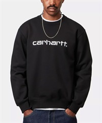Carhartt WIP カーハートダブリューアイピー トレーナー スウェット メンズ クルーネック ロゴ 刺繍 裏起毛 CARHARTT SWEAT I030546(BLACK-S)
