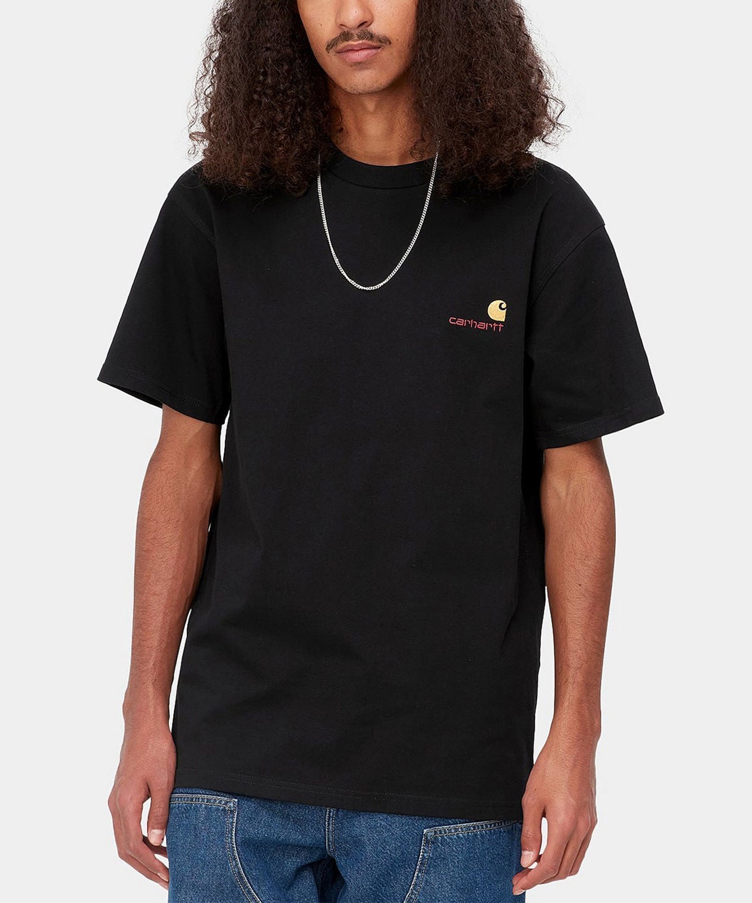 Carhartt WIP カーハートダブリューアイピー 半袖 Tシャツ メンズ ショートスリーブアメリカンスクリプトTシャツ S/S AMERICAN SCRIPT T-SHIRT I029956(BLACK-S)
