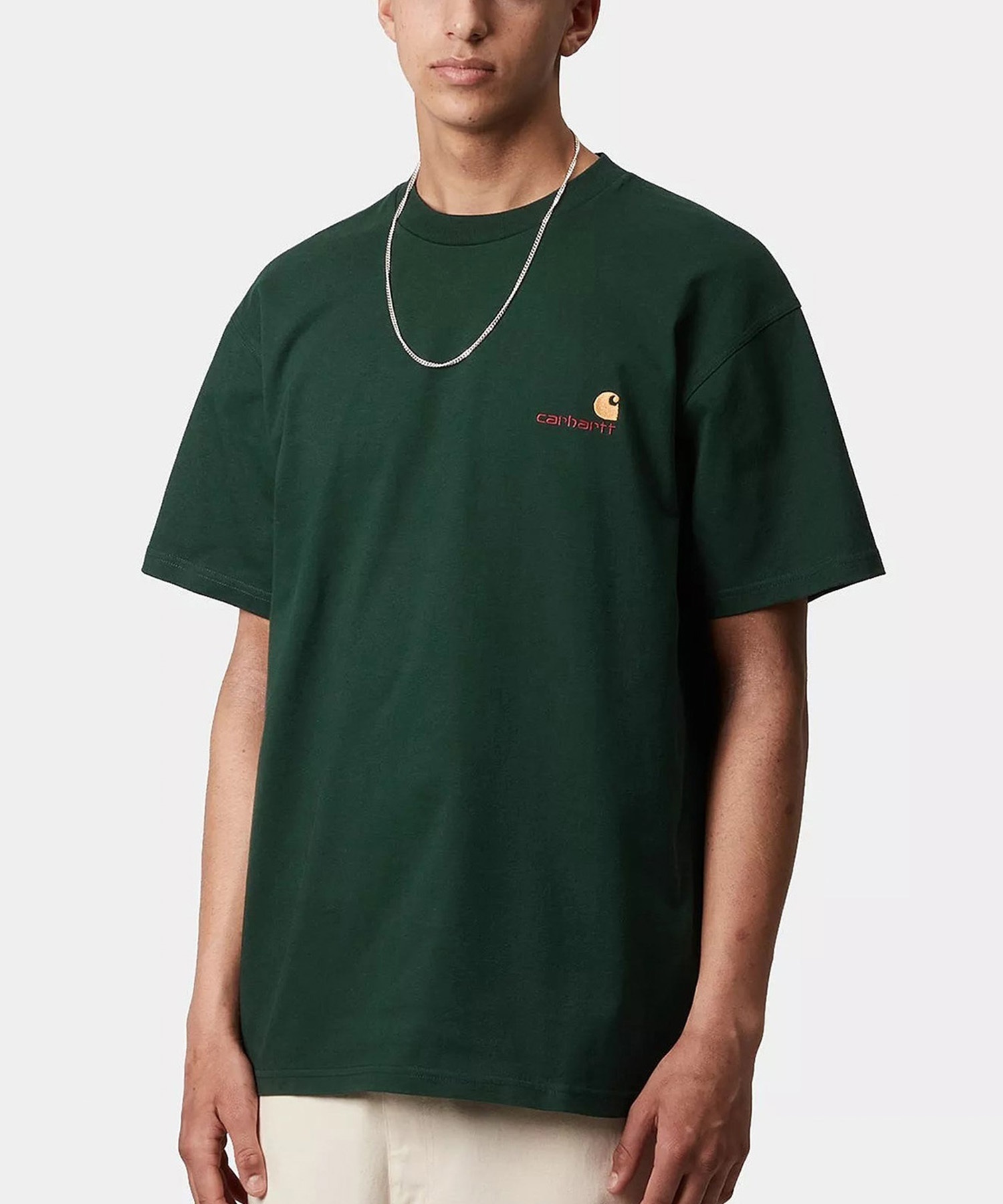 Carhartt WIP カーハートダブリューアイピー 半袖 Tシャツ メンズ ショートスリーブアメリカンスクリプトTシャツ S/S AMERICAN SCRIPT T-SHIRT I029956(GREEN-S)