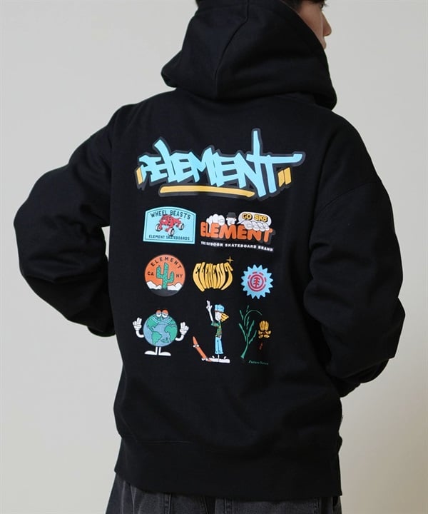 ELEMENT エレメント ジップアップ パーカー メンズ 撥水 防風 バックプリント スケートボード BF022-026