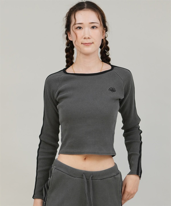 ELEMENT エレメント 長袖 Tシャツ ロンT レディース クロップド丈 ショート丈 RIB LINE LS BF024-066