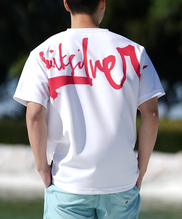 QUIKSILVER クイックシルバー ラッシュガード メンズ 半袖 Tシャツ バックプリント 水陸両用 UVカット QLY251019(WHT-M)