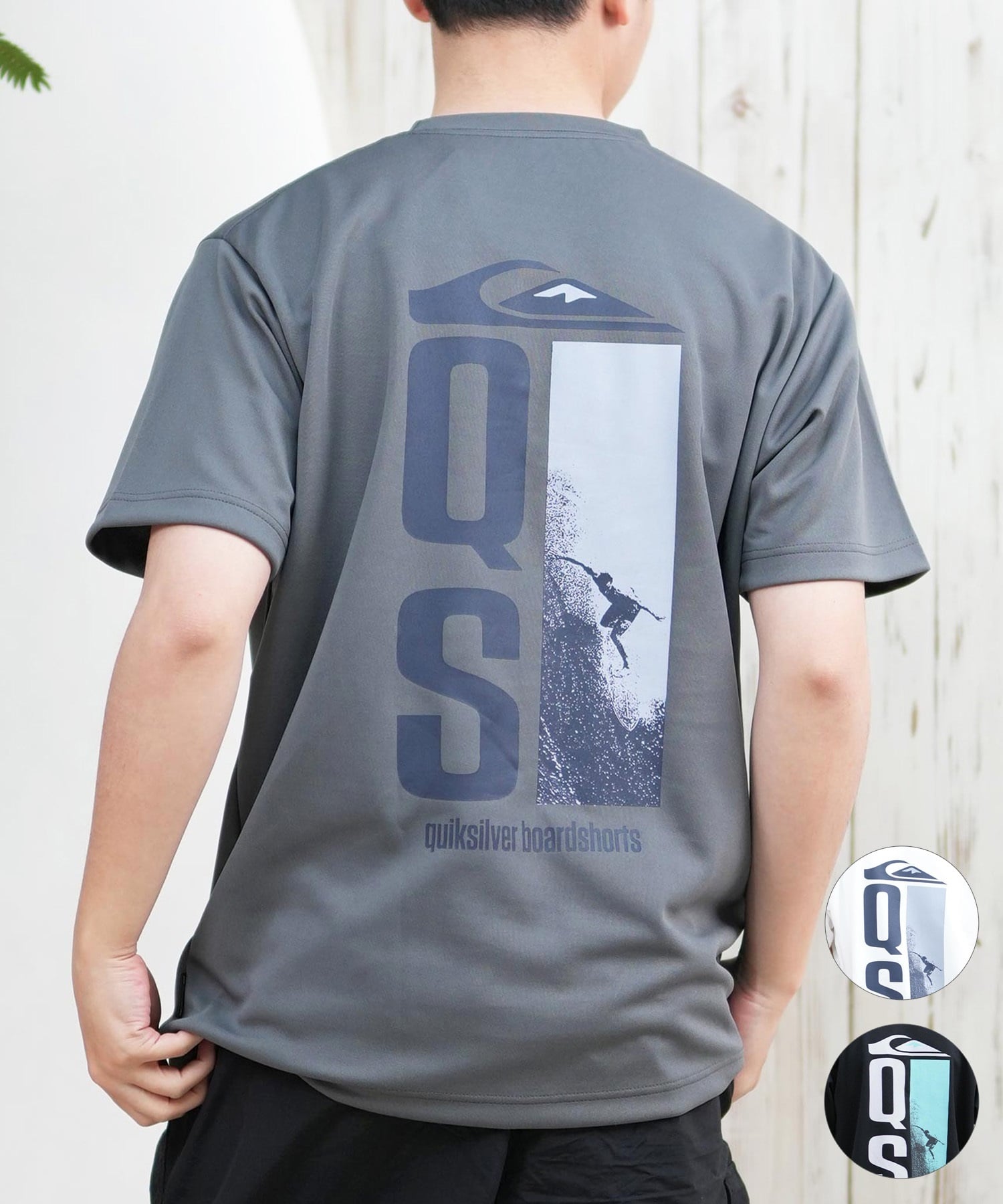 QUIKSILVER クイックシルバー ラッシュガード メンズ 半袖 Tシャツ バックプリント 水陸両用 UVカット QLY251623M ムラサキスポーツ限定(WHT-M)