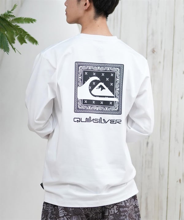 QUIKSILVER クイックシルバー ラッシュガード メンズ 長袖 Tシャツ ロンT バックプリント 水陸両用 UVカット QLY251628M ムラサキスポーツ限定(WHT1-M)