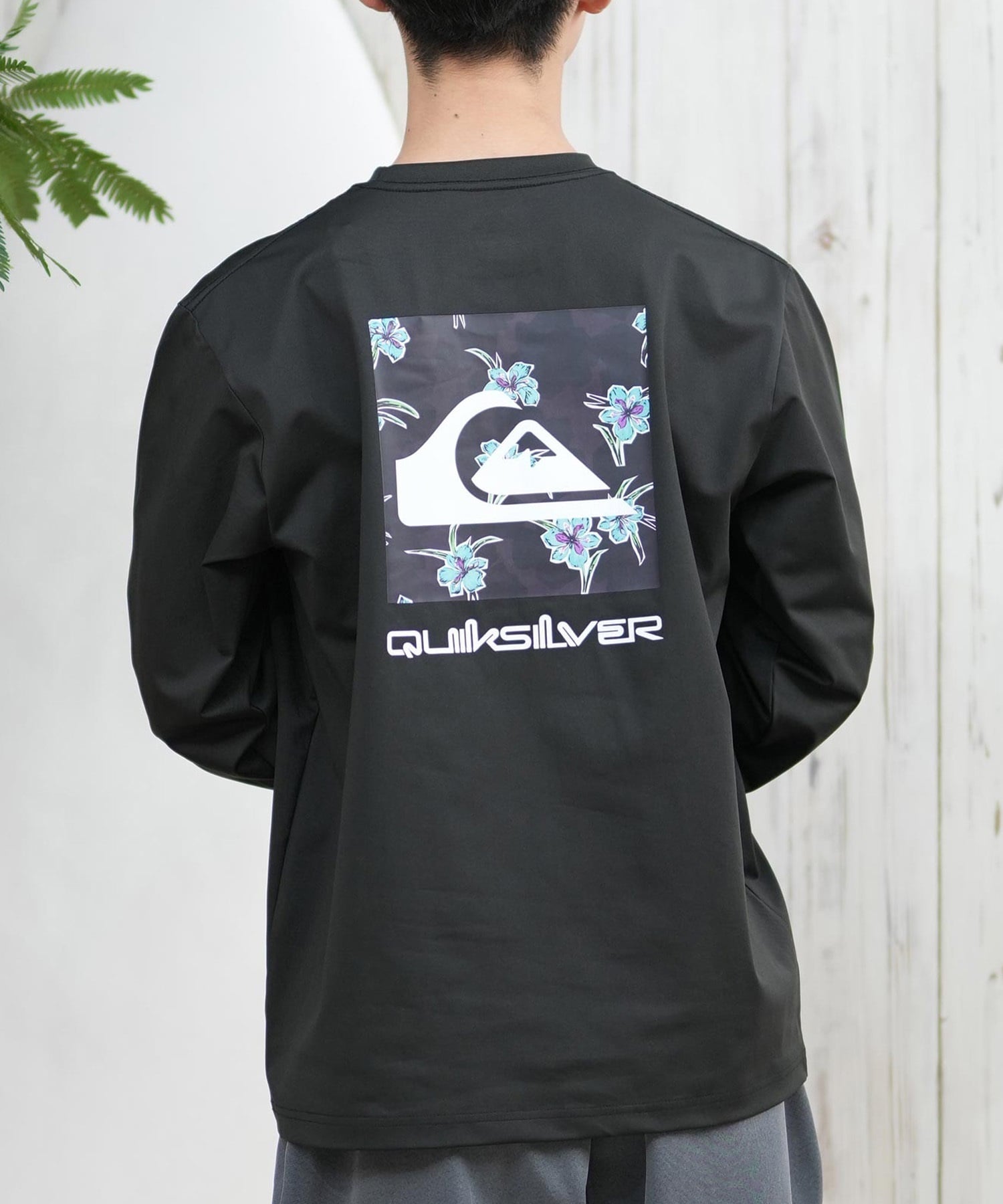 QUIKSILVER クイックシルバー ラッシュガード メンズ 長袖 Tシャツ ロンT バックプリント 水陸両用 UVカット QLY251628M ムラサキスポーツ限定(BLK2-M)