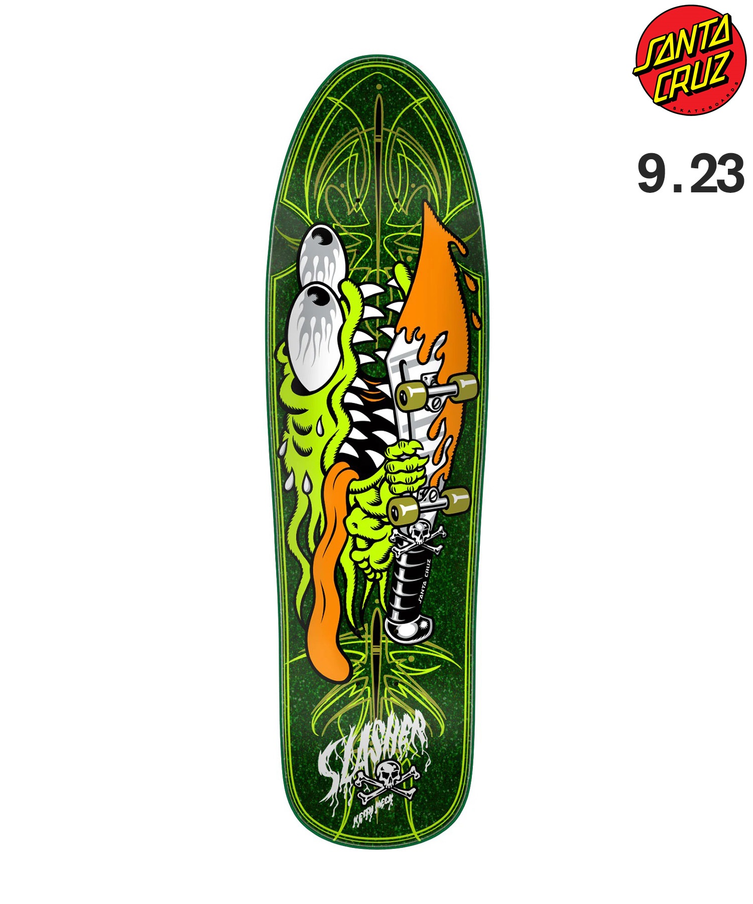 SANTA CRUZ サンタクルーズ スケートボード デッキ 9.23inch MEEK PINSTRIPE SLASHER ムラサキスポーツ(GRN-9.23inch)