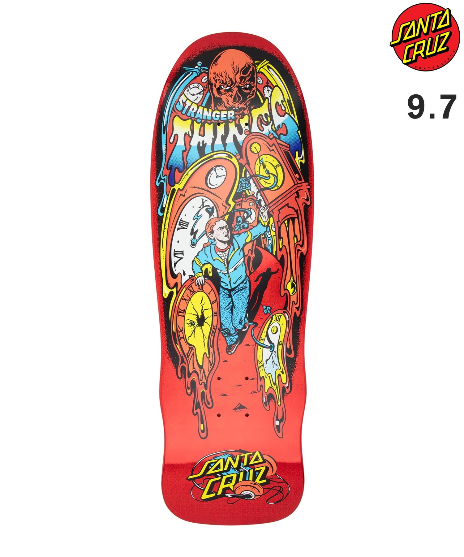 SANTA CRUZ サンタクルーズ スケートボード デッキ STRANGER THINGS 9.7inch GRABKE MAX MELTING CLOCK  海外ドラマ コラボ ムラサキスポーツ(RED-9.7inch)