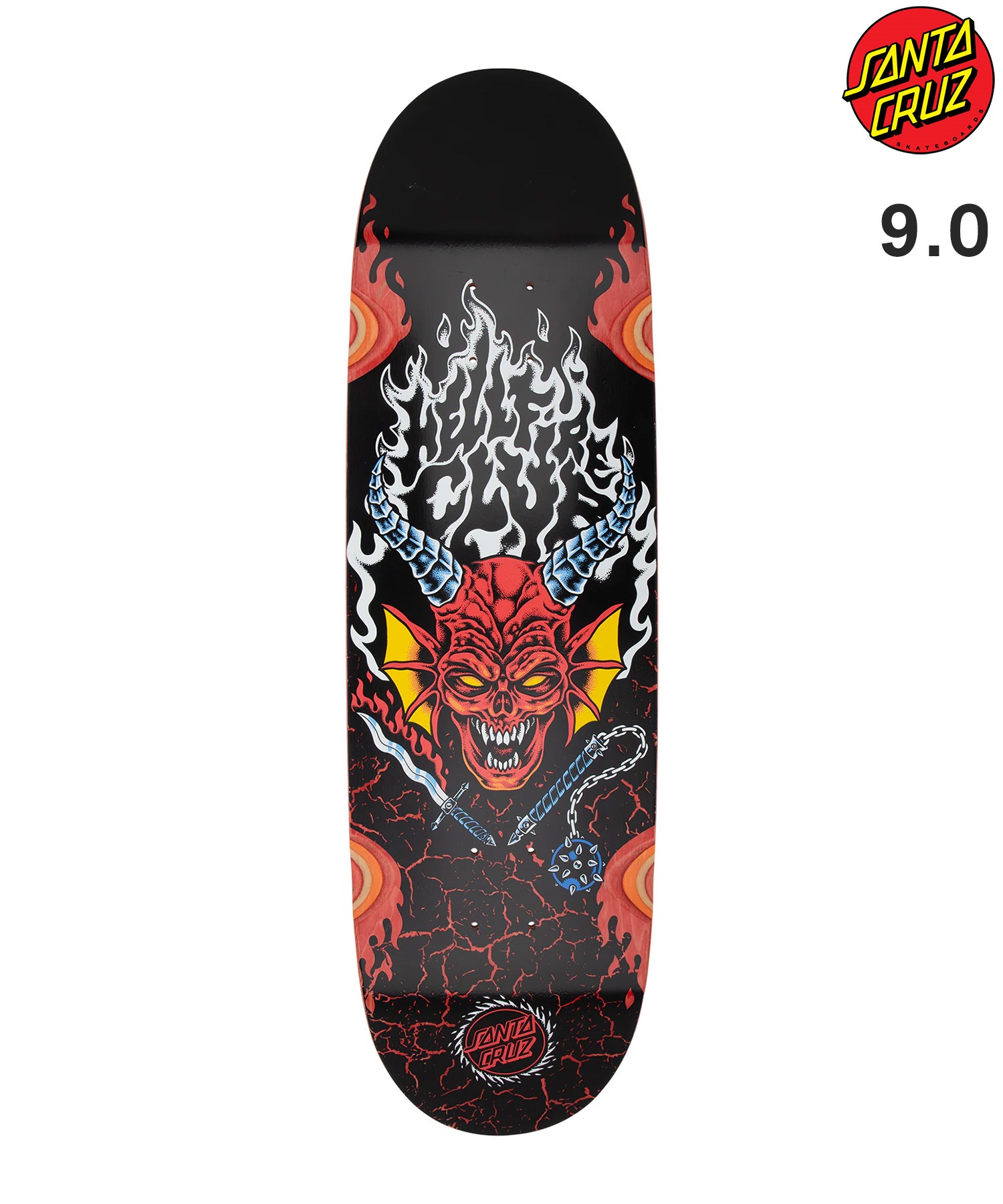 SANTA CRUZ サンタクルーズ スケートボード デッキ STRANGER THINGS 9inch HELLFIRE CLUB FLAMES  海外ドラマ コラボ ムラサキスポーツ(BLK-9inch)