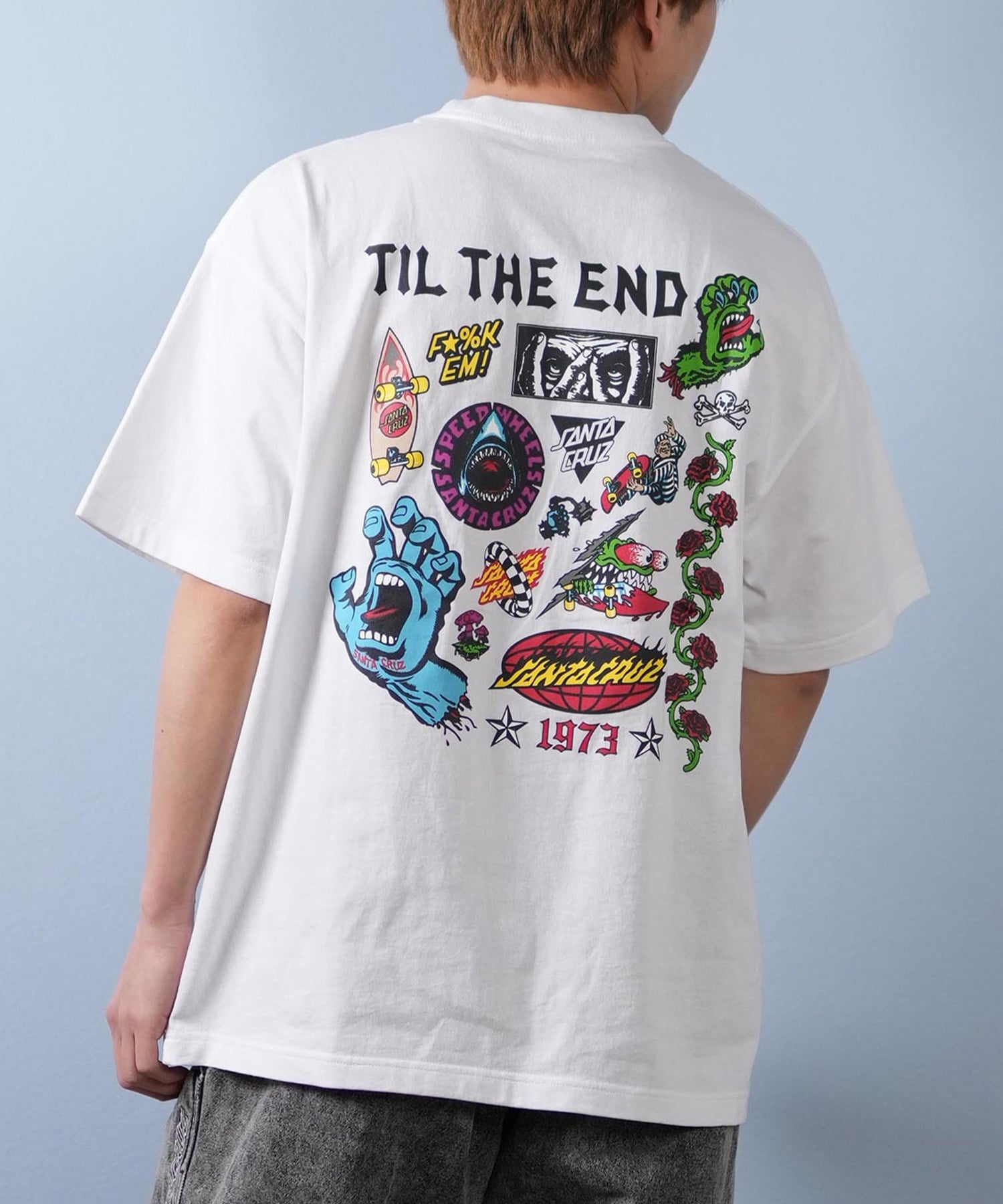 SANTACRUZ サンタクルーズ 半袖 Tシャツ メンズ バックプリント ロゴ スクリーミングハンド 502252402 ムラサキスポーツ限定(WHITE-M)