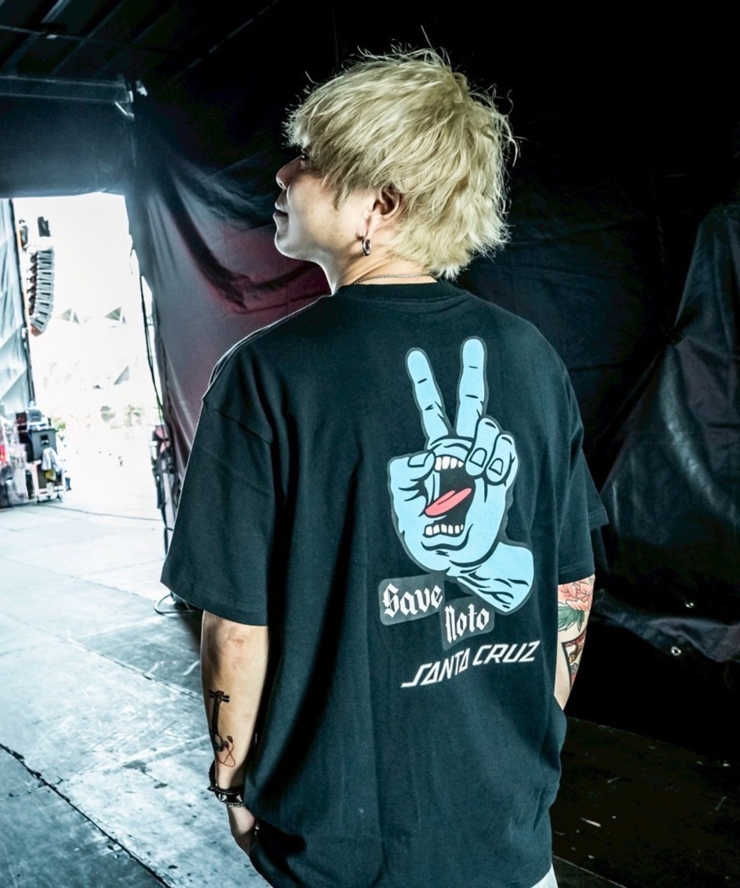 SANTA CRUZ サンタクルーズ 半袖 Tシャツ メンズ バックプリント PEACE FOR NOTO SS TEE 502253413 ムラサキスポーツ限定(OFBLK-S)
