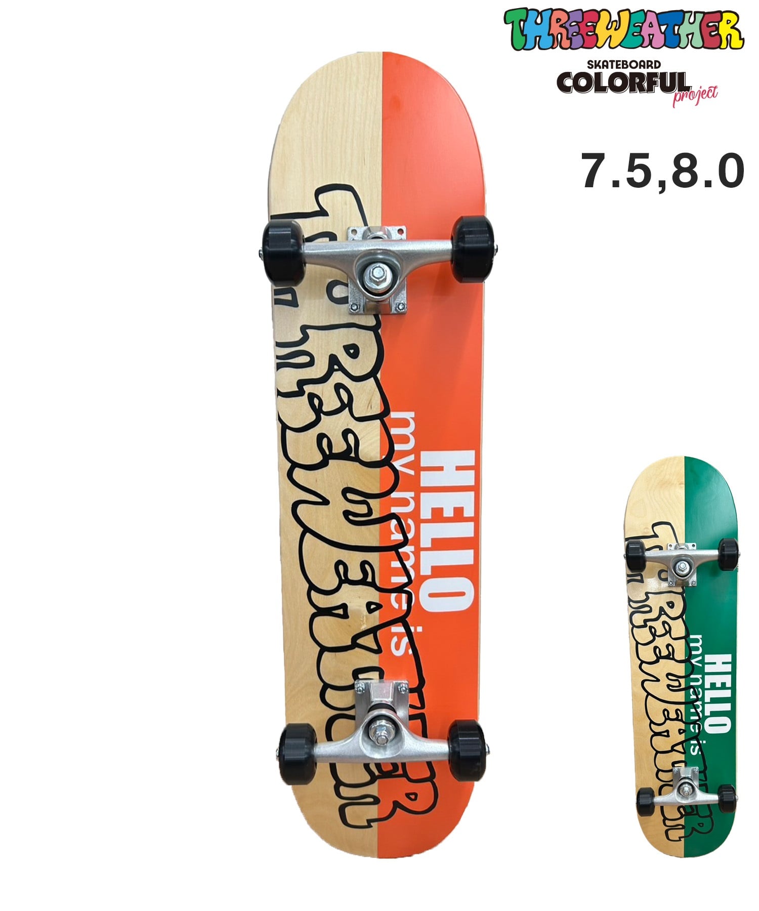 THREE WEATHER スリーウェザー スケートボード コンプリート 7.5,8.0inch I COMP PLUS ムラサキスポーツ(NA/GR-8inch)