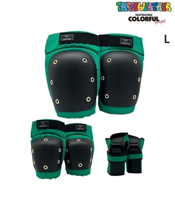THREE WEATHER スリーウェザー スケートボード パッド COLORFULPROJECT SAFETY 3点セット ムラサキスポーツ