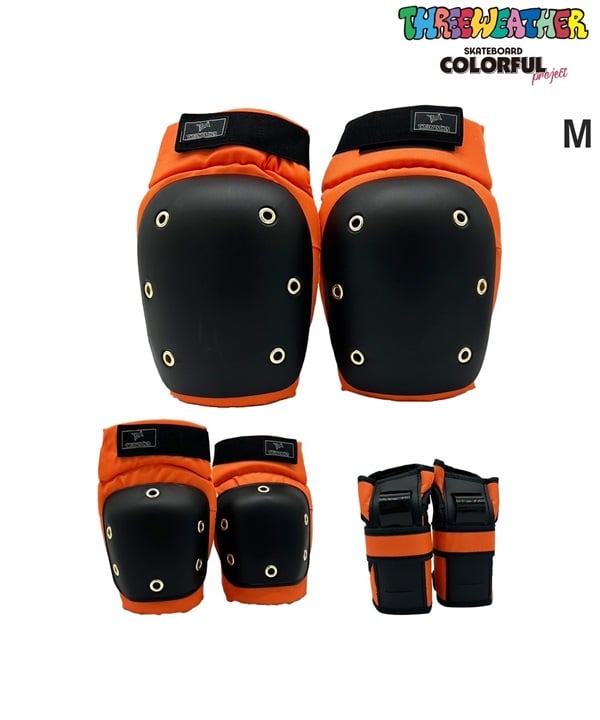 THREE WEATHER スリーウェザー スケートボード パッド COLORFULPROJECT SAFETY 3点セット ムラサキスポーツ