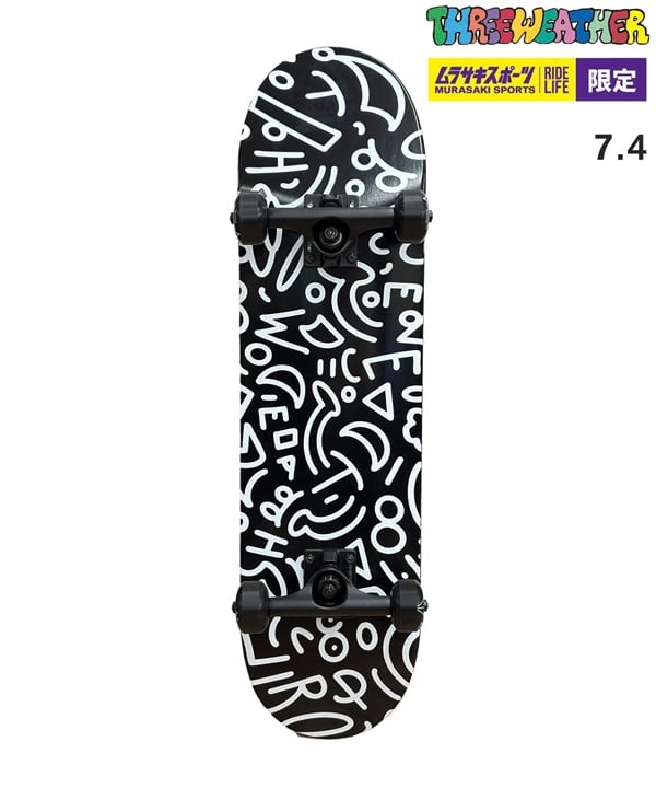 THREE WEATHER スリーウェザー キッズ スケートボード コンプリート ノベルティー付き 7.4inch SBMR2502 ムラサキスポーツ