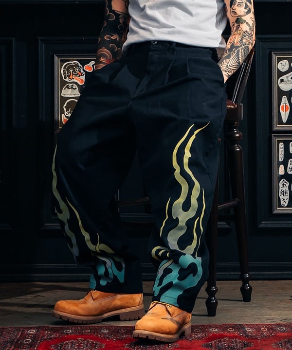 Dickies ディッキーズ ロングパンツ メンズ INSCRIBE TATTOO コラボモデル MS X INS FIRE PRINT PT 81560600(0080-M)