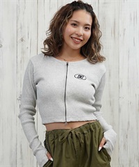 DC ディーシー 長袖 Tシャツ ロンT レディース クロップド丈 ショート丈 ジップアップ TELECO ZIP CARDIGAN LCD254310(GRY-M)