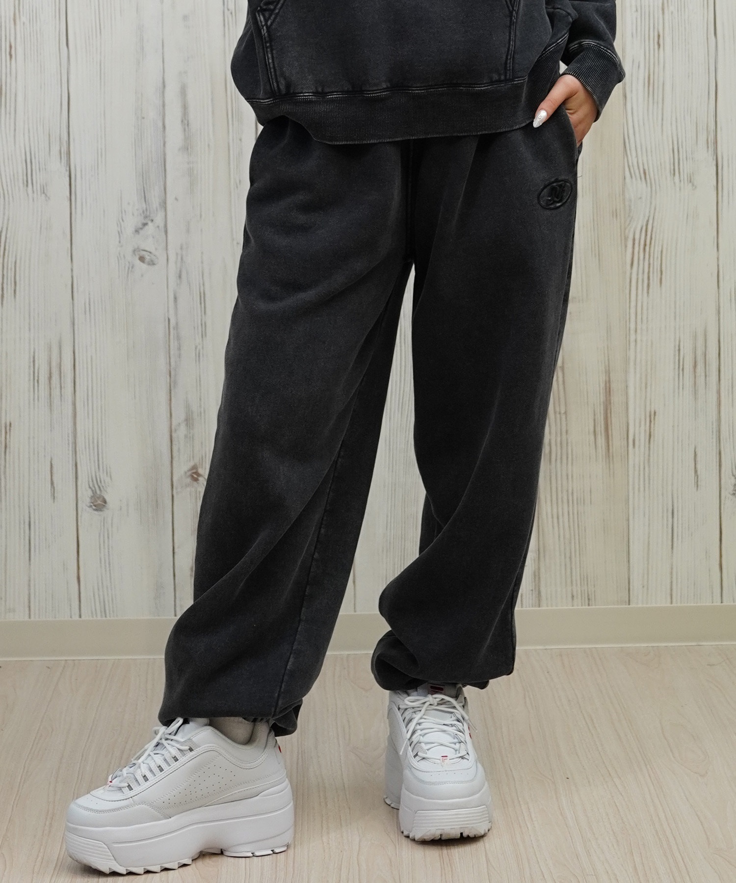 DC ディーシー ロングパンツ レディース スウェット パンツ 裏起毛 ワイド スウェットパンツ LPT254304(BKS-M)