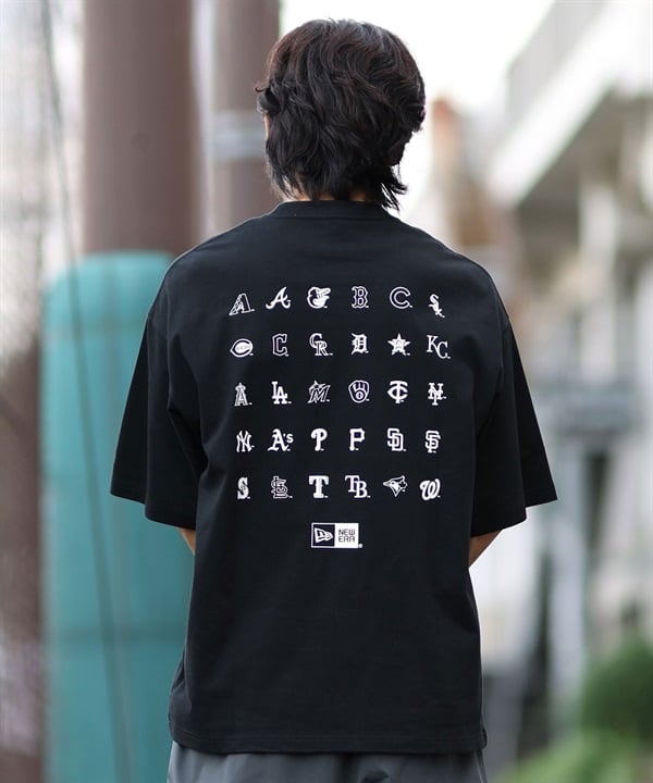 NEW ERA ニューエラ 半袖 Tシャツ メンズ バックプリント MLB ロゴ オーバーサイズ 14410064(BK-M)