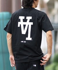 NEW ERA ニューエラ 半袖 Tシャツ メンズ バックプリント ロサンゼルス・ドジャース 14410096(BK-M)