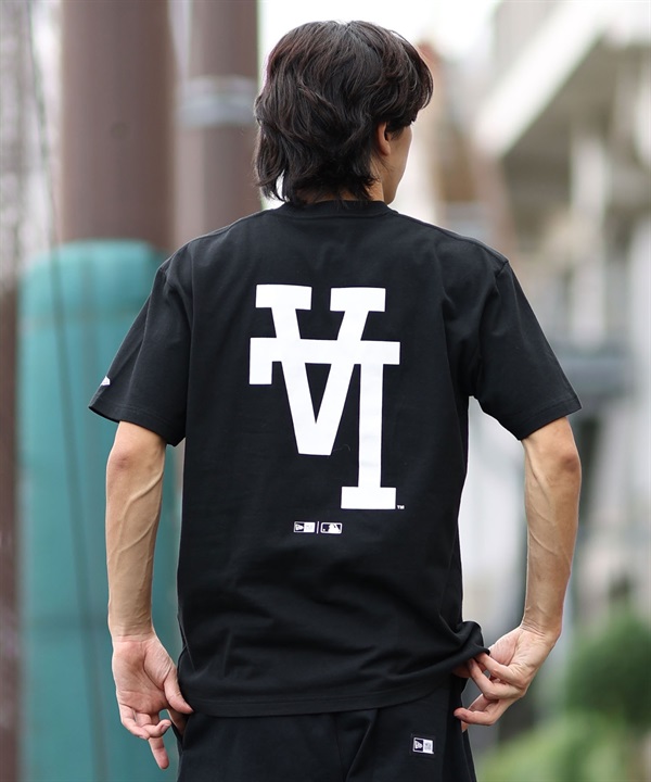 NEW ERA ニューエラ 半袖 Tシャツ メンズ バックプリント ロサンゼルス・ドジャース 14410096(BK-M)