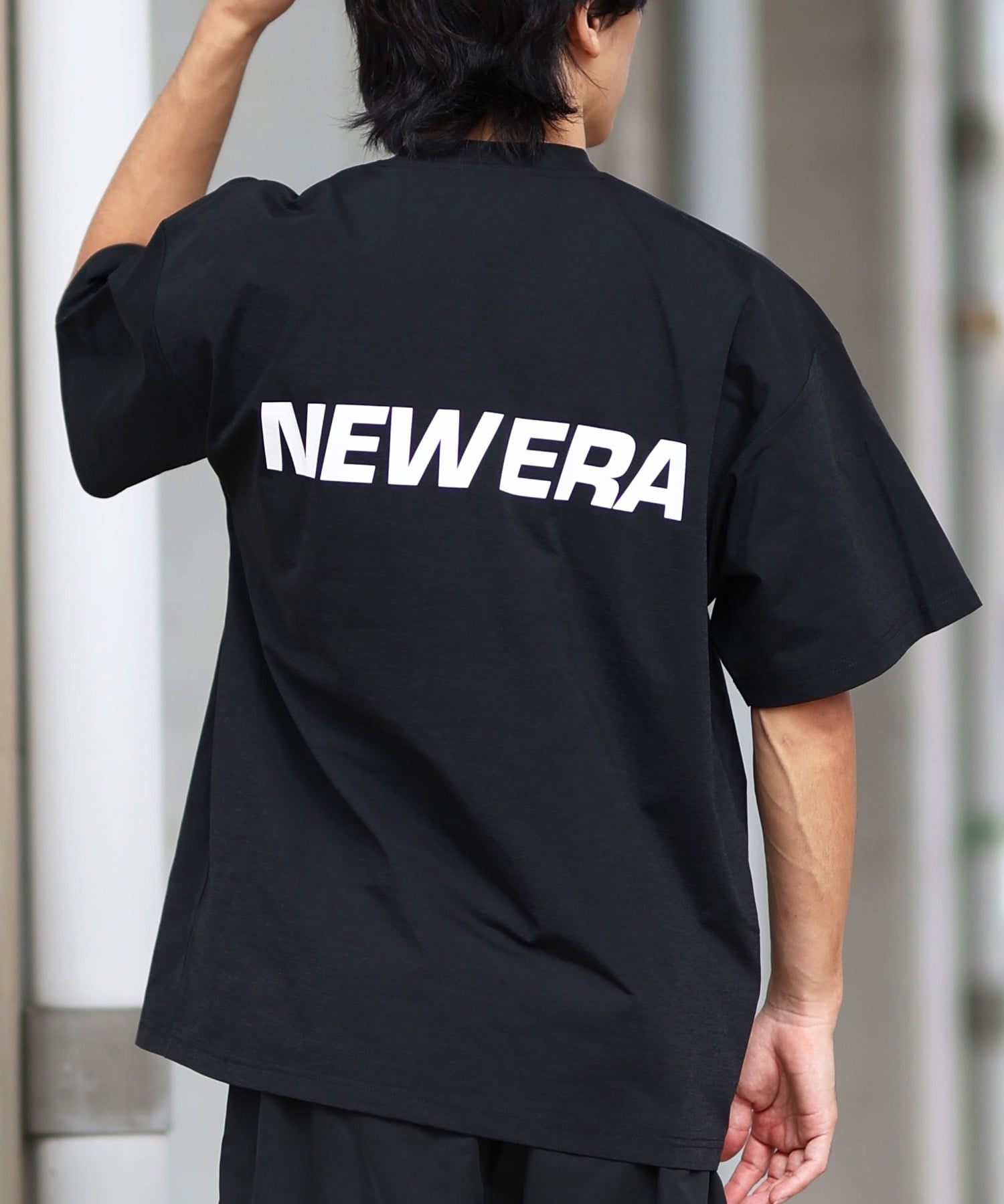 NEW ERA ニューエラ ラッシュガード メンズ 半袖 Tシャツ バックプリント 水陸両用 ユーティリティ UVカット 14391955(BK-M)