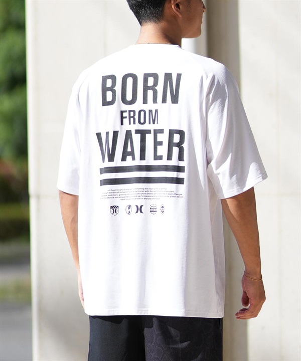 Hurley ハーレー ラッシュガード 半袖 メンズ Tシャツ バックプリント オーバーサイズ 水陸両用 UVカット MUSS251030(WHT-M)