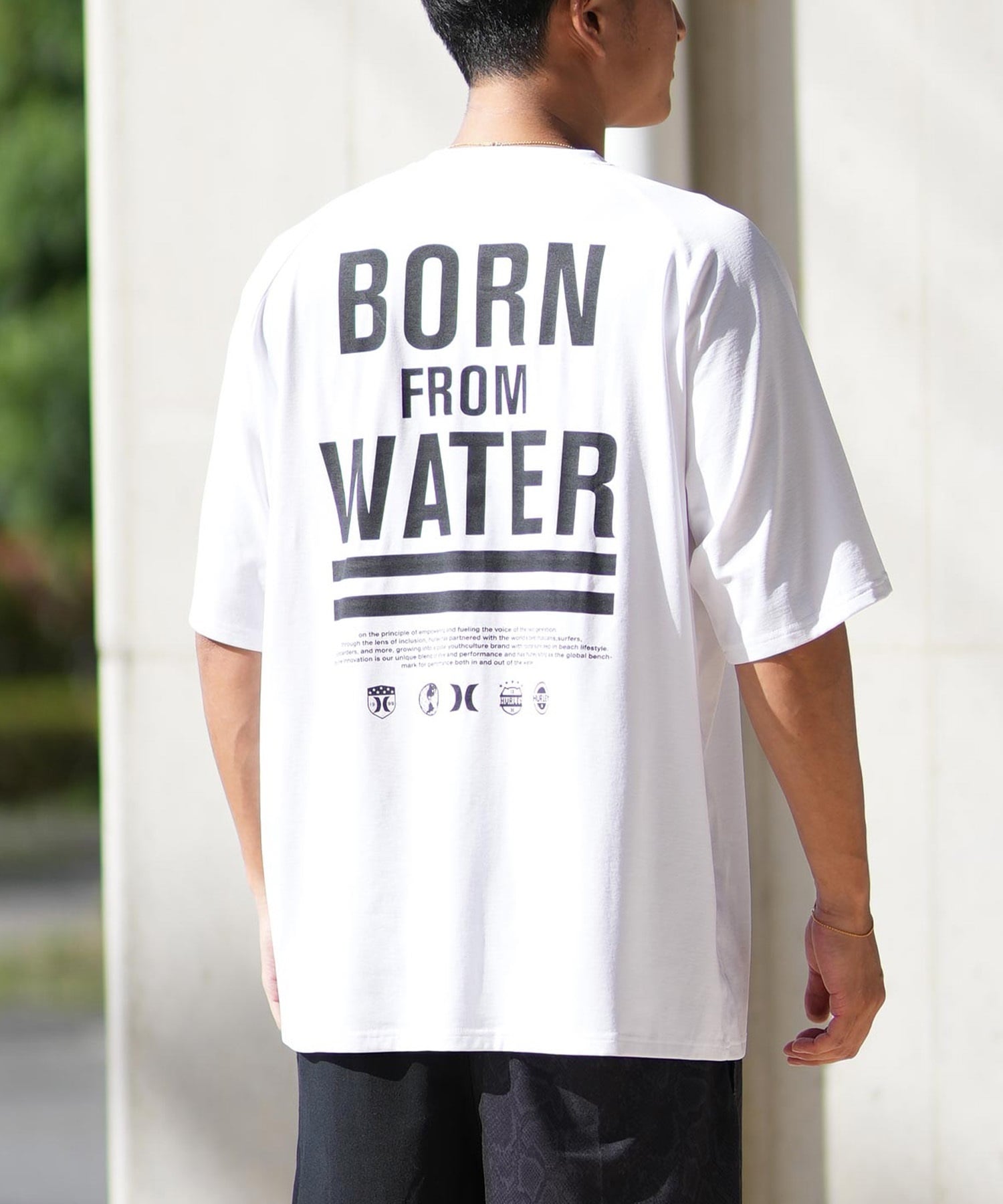Hurley ハーレー ラッシュガード 半袖 メンズ Tシャツ バックプリント オーバーサイズ 水陸両用 UVカット MUSS251030(WHT-M)