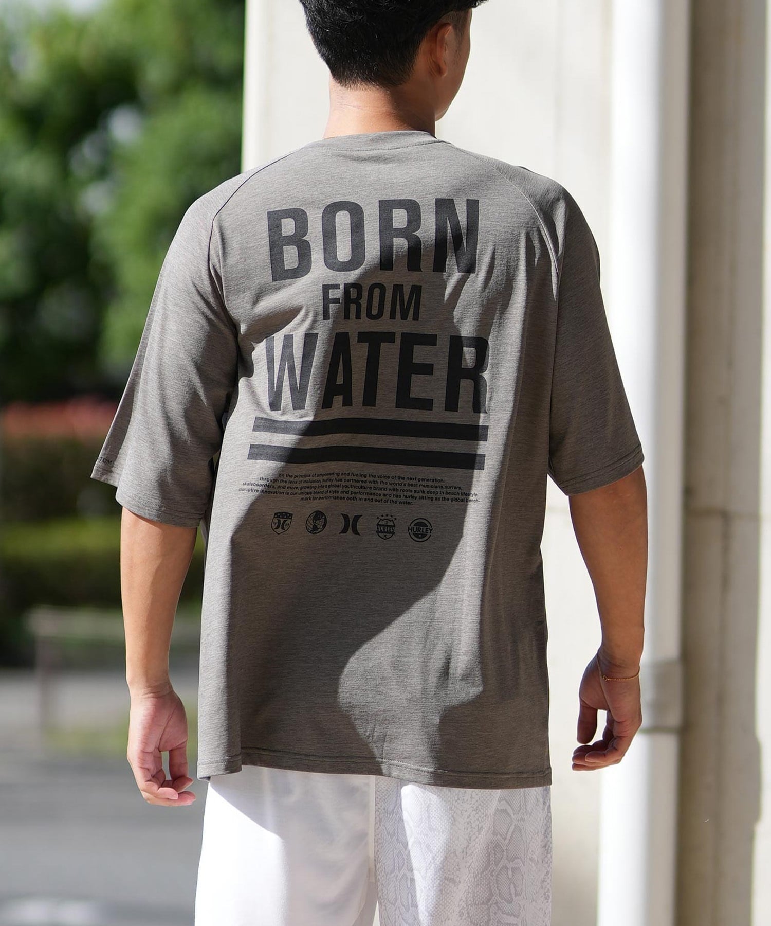 Hurley ハーレー ラッシュガード 半袖 メンズ Tシャツ バックプリント オーバーサイズ 水陸両用 UVカット MUSS251030(SKHK-M)