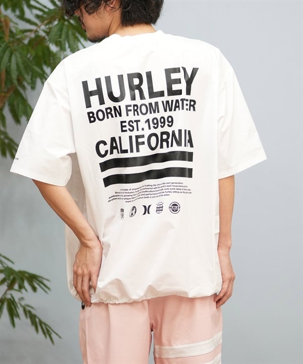 Hurley ハーレー ラッシュガード 半袖 メンズ Tシャツ バックプリント オーバーサイズ 水陸両用 UVカット MUSS251085(WHT-M)