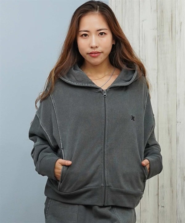 Hurley ハーレー ジップアップ パーカー レディース ワンポイント ロゴ 裏毛 SWEAT PIGMENT FZ HOODIE WCFF252030