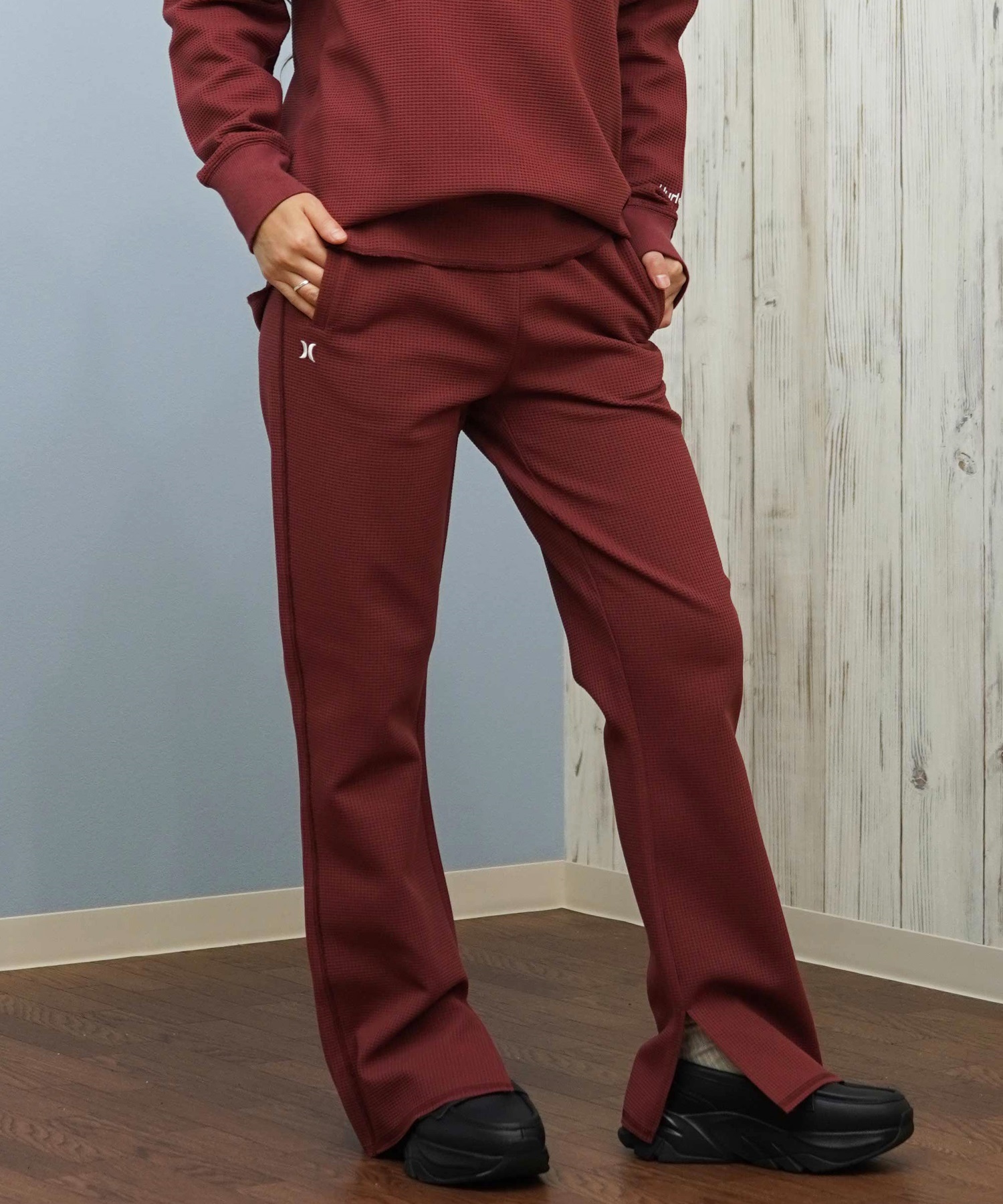 Hurley ハーレー ロングパンツ レディース サーマル ワッフル素材 ロゴ ワンポイント セットアップ対応 THERMAL PANTS WCPT252049(MAR-M)