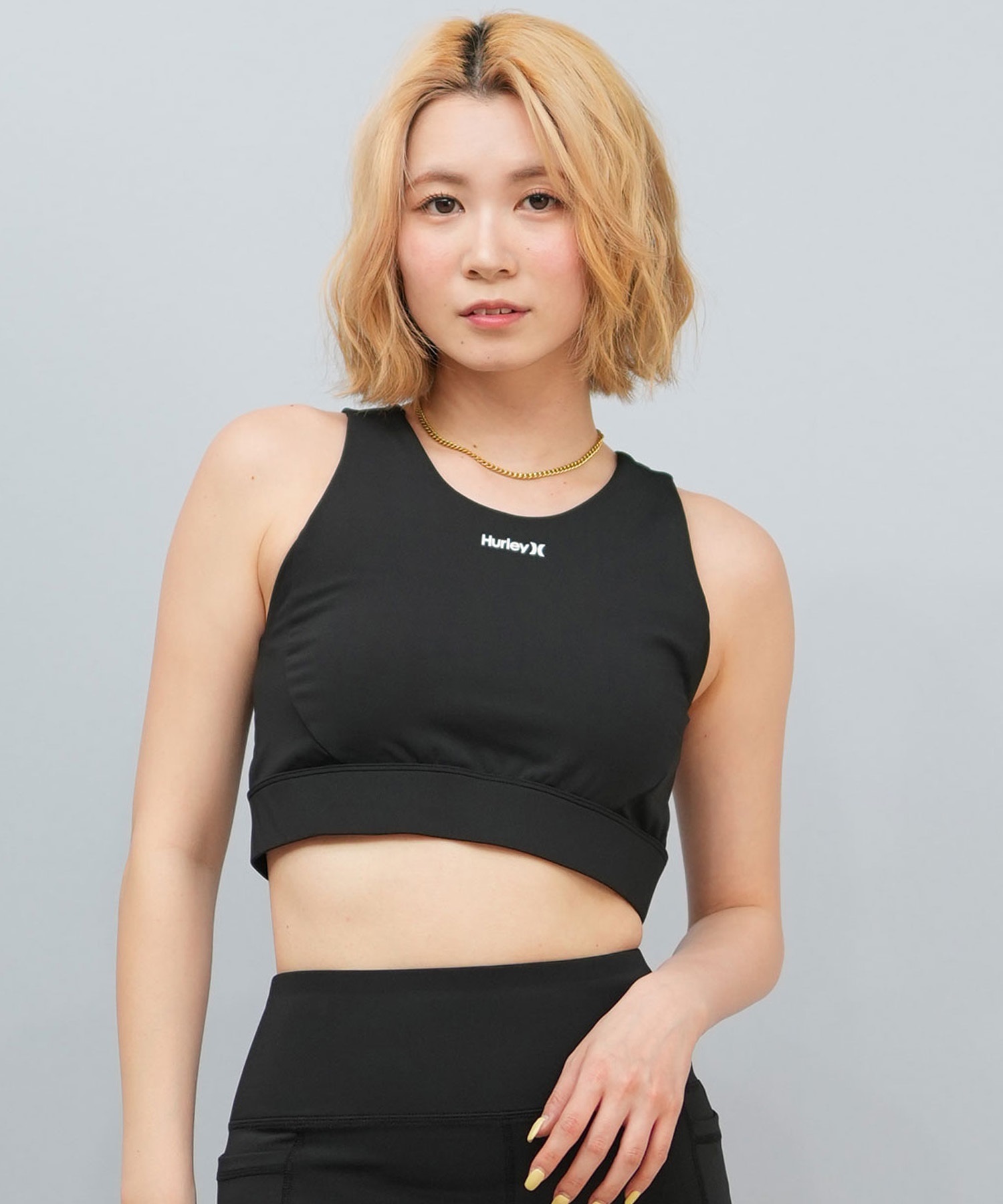 Hurley ハーレー 水着 レディース フィットネス トレーニングウェア スポーツブラ タンクトップ 水陸両用 UVカット WASB251051(BLK-S)