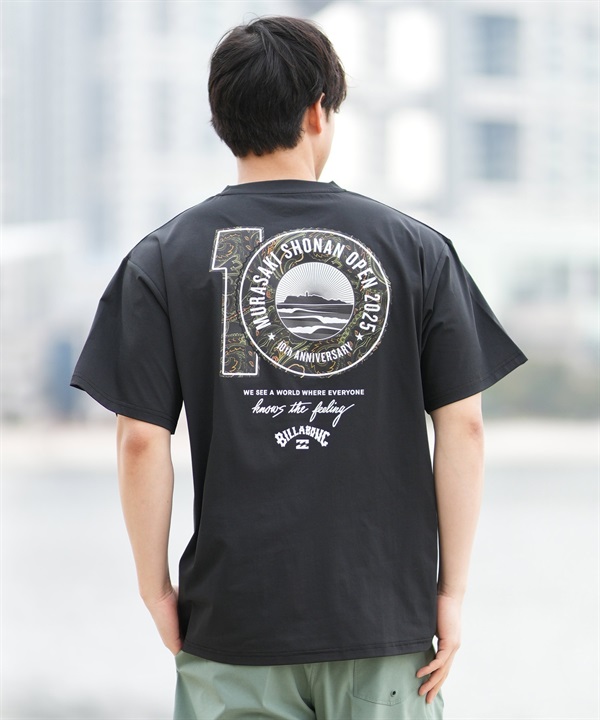 BILLABONG ビラボン 半袖 Tシャツ メンズ SHONAN OPEN SURFFLEX UVケアラッシュガード BF01A-U08 湘南オープン限定商品(BLK-S)