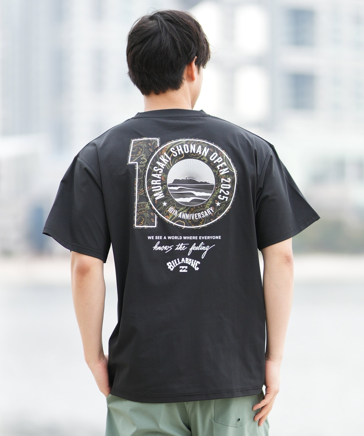 BILLABONG ビラボン 半袖 Tシャツ メンズ SHONAN OPEN SURFFLEX UVケアラッシュガード BF01A-U08 湘南オープン限定商品(BLK-S)