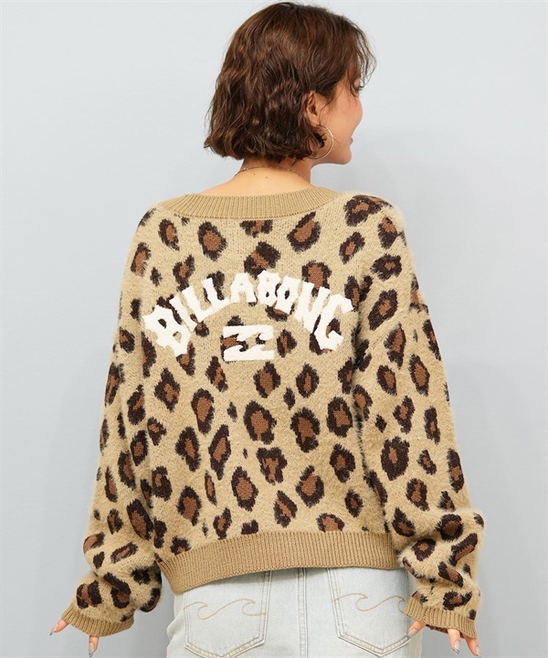 BILLABONG ビラボン ニット セーター カーディガン レディース ヒョウ柄 レオパード柄 バックプリント BF014-U05 ムラサキスポーツ限定