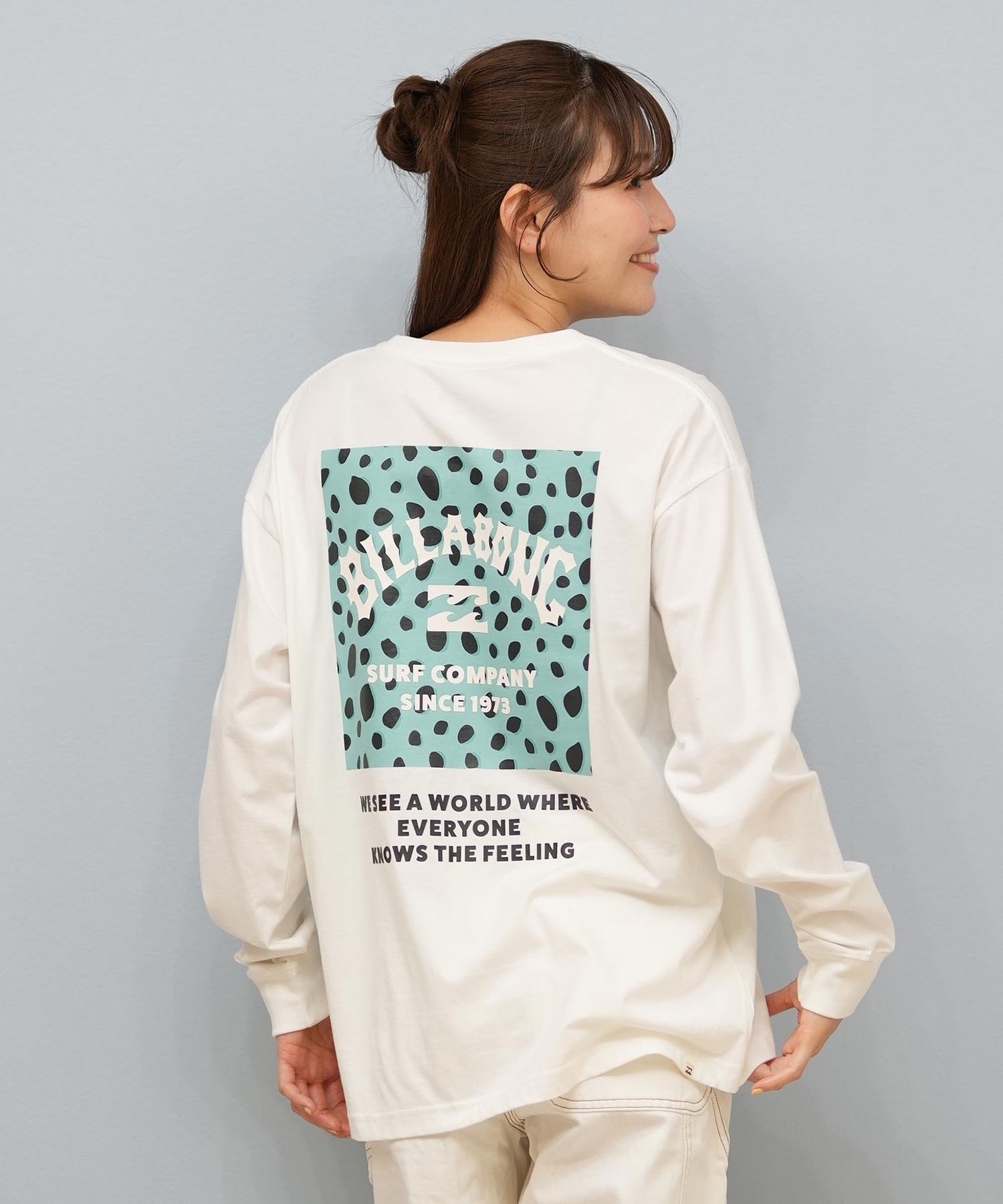 BILLABONG ビラボン 長袖 Tシャツ ロンT レディース バックプリント SQUARE LOGO BOY FIT LS TEE BF014-052(SCS-M)
