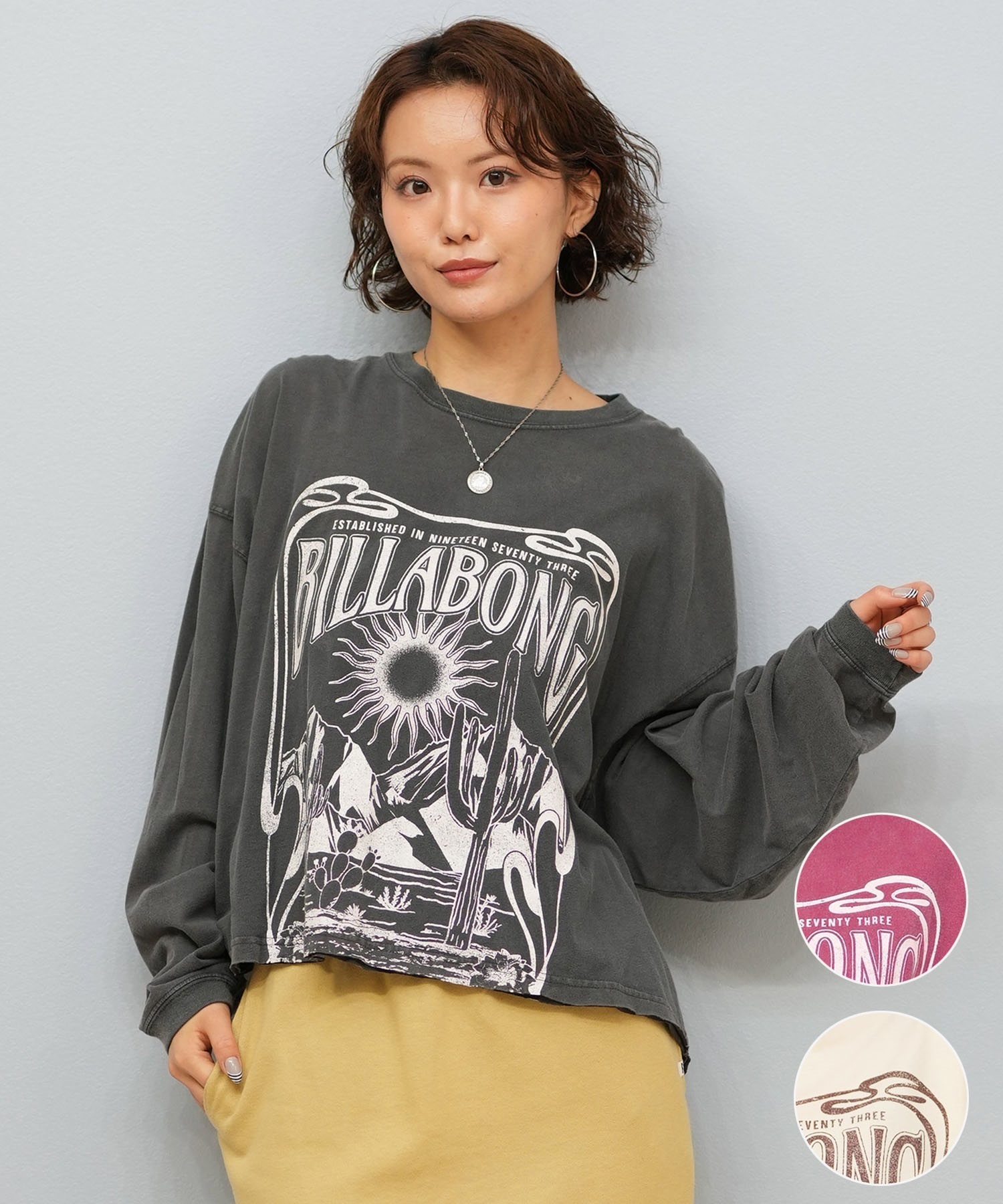 BILLABONG ビラボン 長袖 Tシャツ ロンT レディース DESERT WANDERING LS TEE BF014-054(BUR-M)