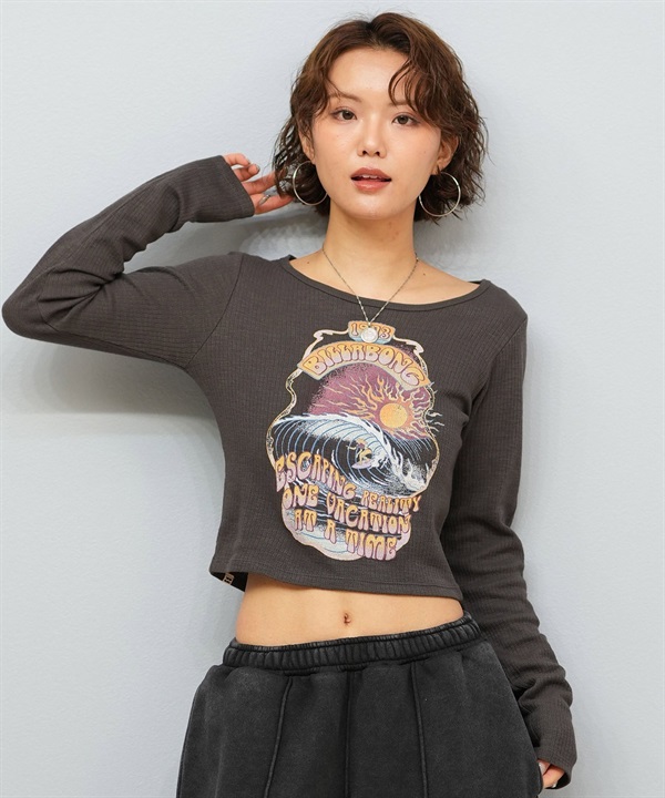 BILLABONG ビラボン 長袖 Tシャツ ロンT レディース ショート丈 ベビーフィット GRAPHIC BABY FIT LS TEE BF014-058