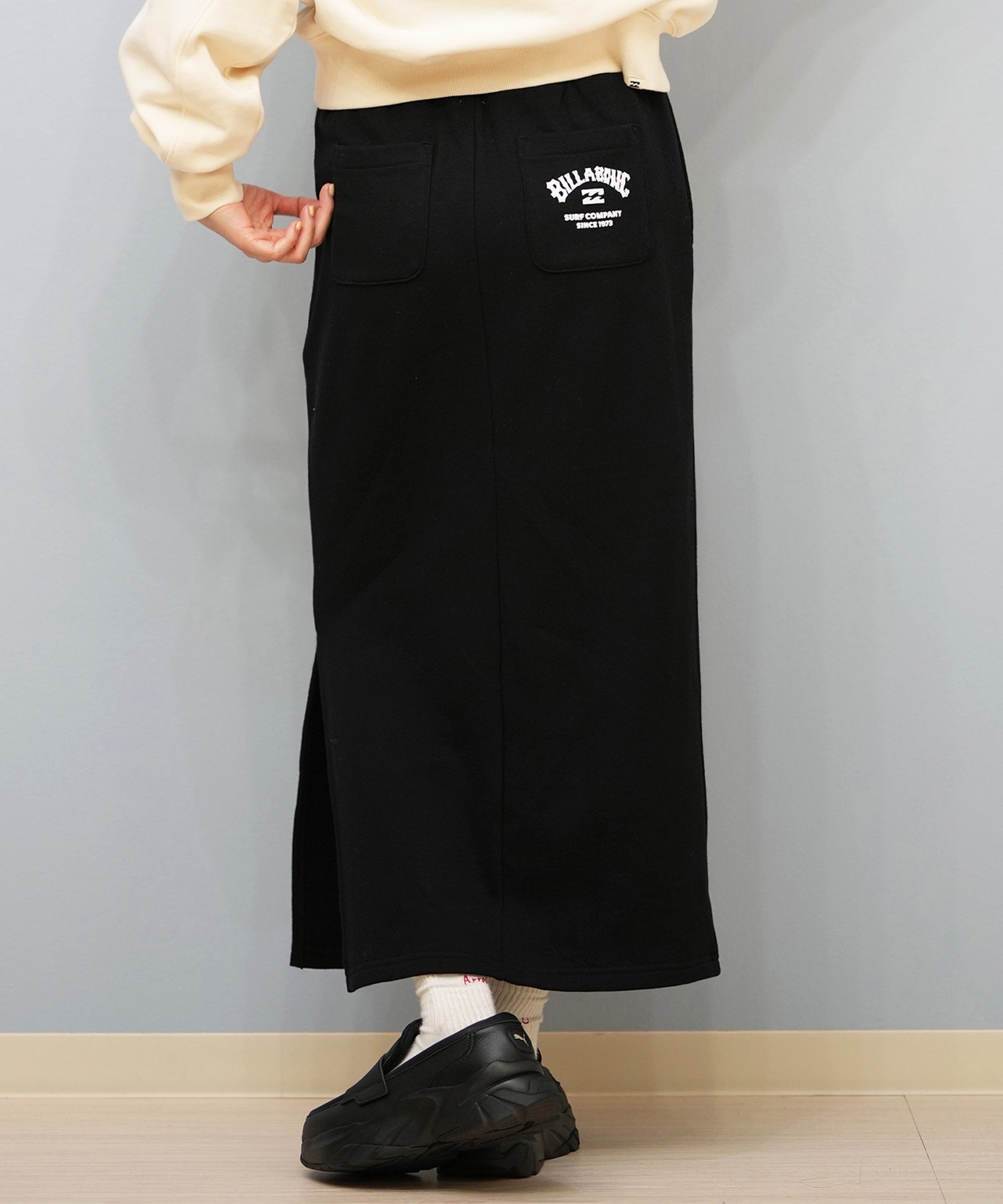 BILLABONG ビラボン スカート レディース ロングスカート スウェット  スリット BF014-U07 ムラサキスポーツ限定(BLK-M)